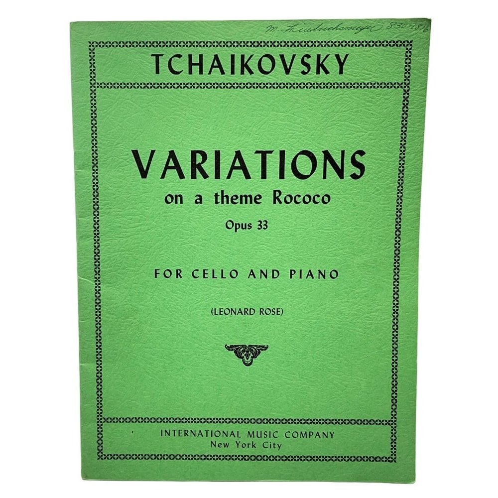 Tchaikovsky Variations on a Theme Rococo Opus 33 Cello and Piano Vintage Sheet M